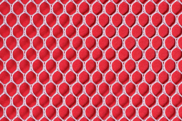 Lavanderia Branca Malha Esportiva Fundo Vermelho Textura Tecido Com Costura — Fotografia de Stock
