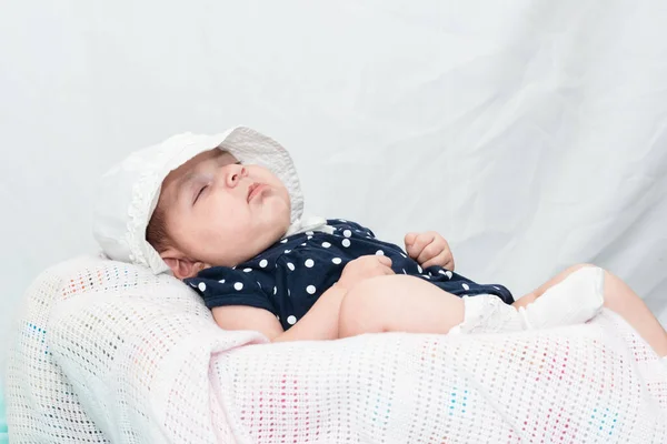 Baby Resting White Pillow Long Night Awake Latina Babe Lying — Foto Stock