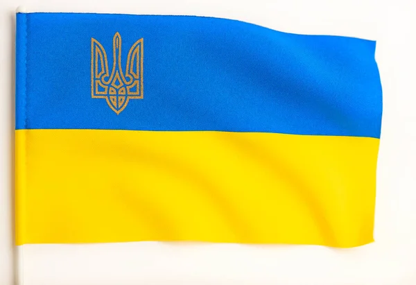 Ουκρανική Σημαία Απομονωμένη Λευκό Φόντο Έμβλημα Της Ουκρανίας Πλαίσιο Σημαίας — Φωτογραφία Αρχείου