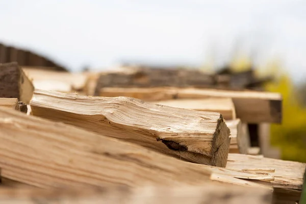 Texture Chopped Firewood Close Harvest Winter — Stockfoto