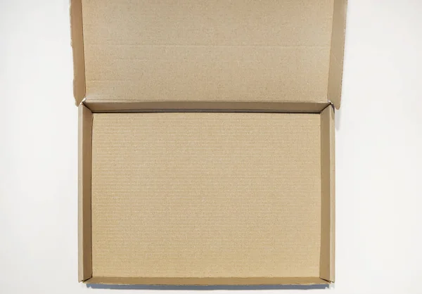 Top view of an empty cardboard box.
