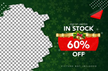 Noel için altın kenarlı yeşil şablon tasarımı