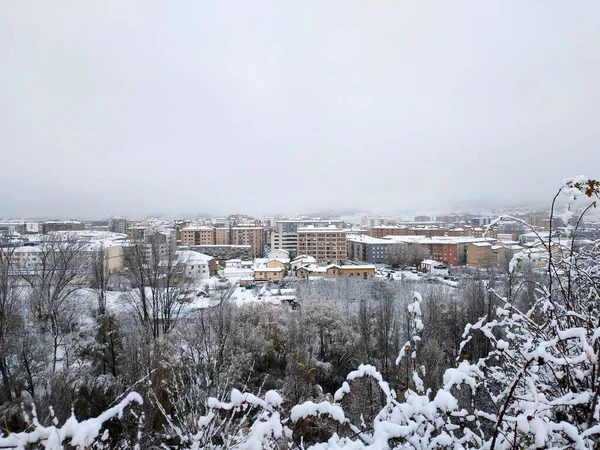 Зимой Город Сверху Виллава Северная Испания — стоковое фото