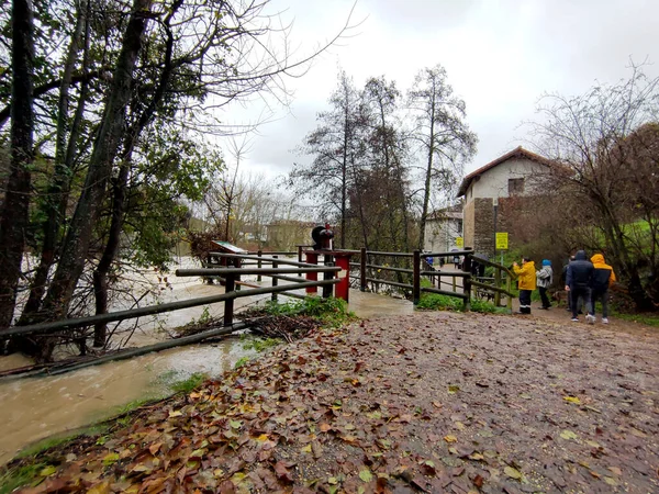 Flood Arga River Pamplona Navarra December 2021 — Stock Photo, Image