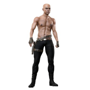 İzole Beyaz Arkaplan, 3D Görüntü, 3D Görüntü Üzerine Macera Afro-Amerikalı Adam