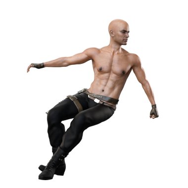 İzole Beyaz Arkaplan, 3D Görüntü, 3D Görüntü Üzerine Macera Afro-Amerikalı Adam