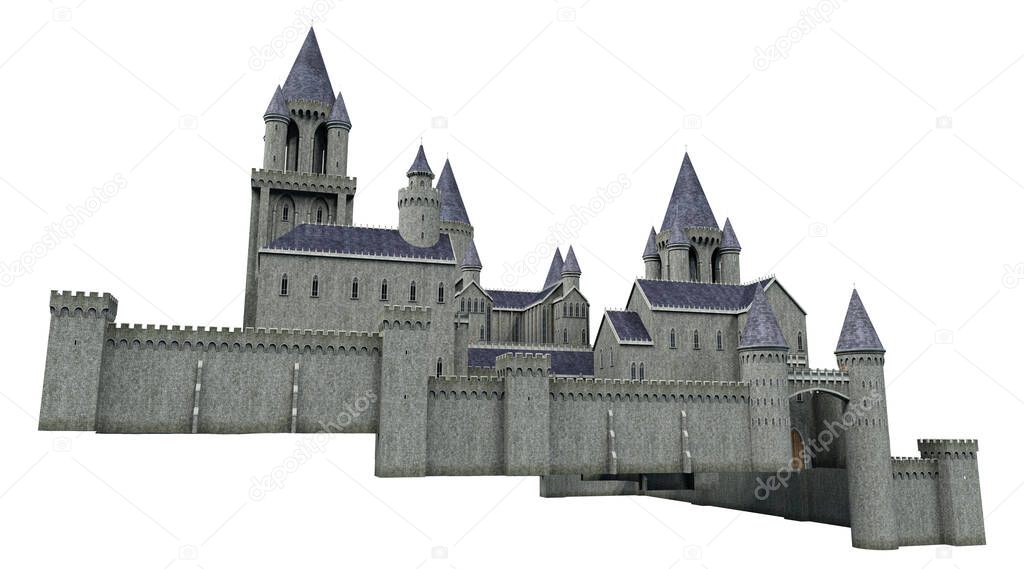 Castle Academy Fantasy Architecture, 3D illustration, 3D rendering