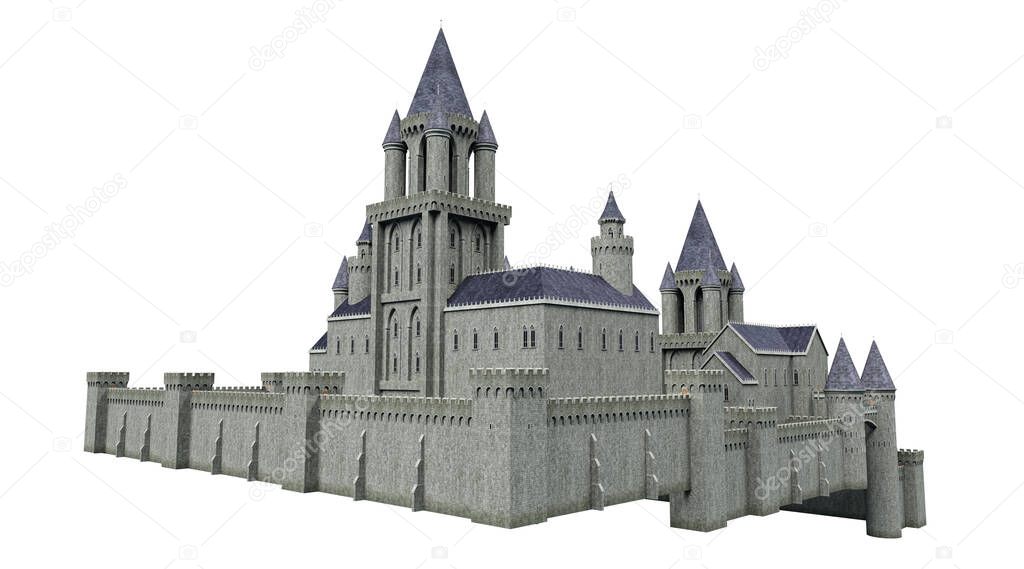 Castle Academy Fantasy Architecture, 3D illustration, 3D rendering