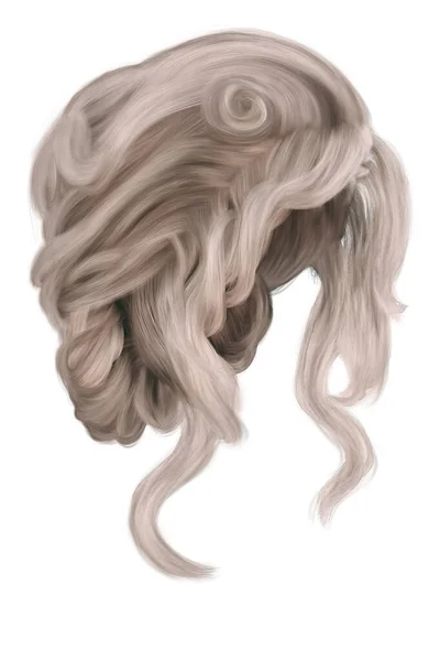 Fantasía Medieval Updo Pelo Sobre Fondo Blanco Aislado Render Ilustración — Foto de Stock