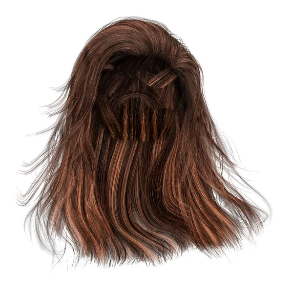 Render Ilustração Fantasia Cabelo Longo Fundo Branco Isolado — Fotografia de Stock