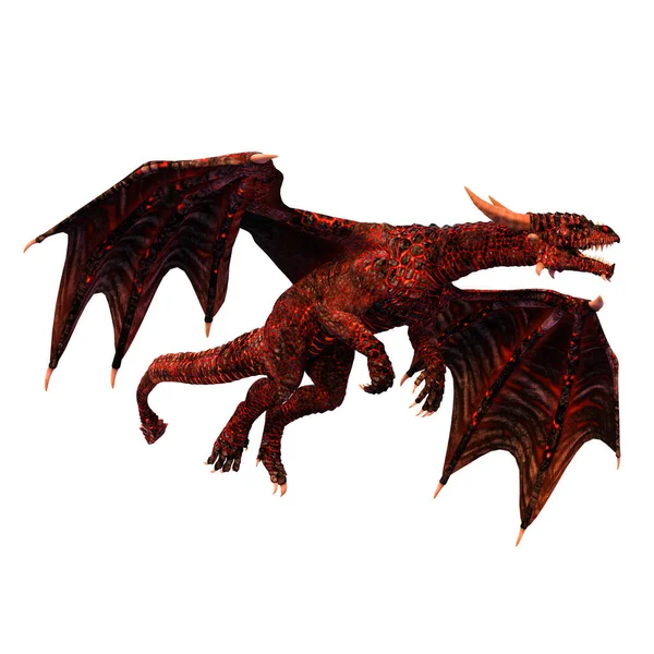 Red Scale Dragon Isolerad Vit Bakgrund Illustration Rendering — Stockfoto