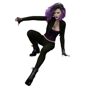 Şehir Fantezi Kafkasyalı Kadın, 3D Görüntü, 3D