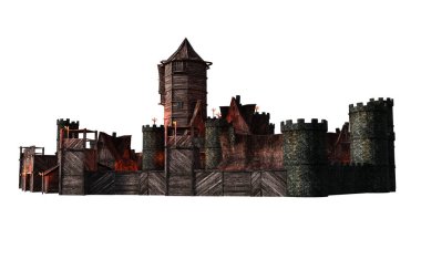 Castle Akademisi Fantezi Mimarisi, 3 boyutlu illüstrasyon, 3 boyutlu canlandırma