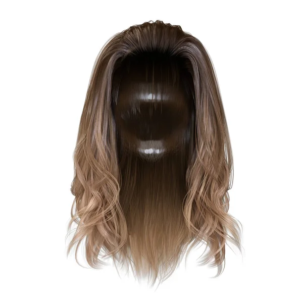 Rendu Illustration Fantaisie Cheveux Longs Sur Fond Blanc Isolé — Photo