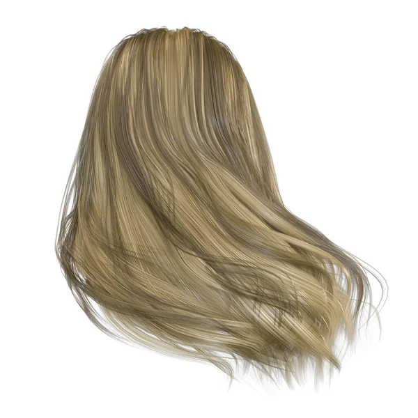 Rendu Illustration Fantaisie Cheveux Longs Sur Fond Blanc Isolé — Photo