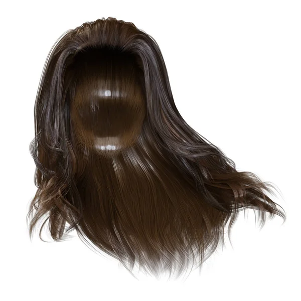 Render Ilustração Fantasia Cabelo Longo Fundo Branco Isolado — Fotografia de Stock