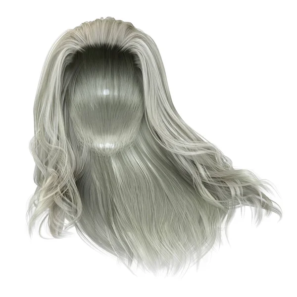 Render Illustration Fantasy Long Hair Isolated White Background — Stock Photo, Image