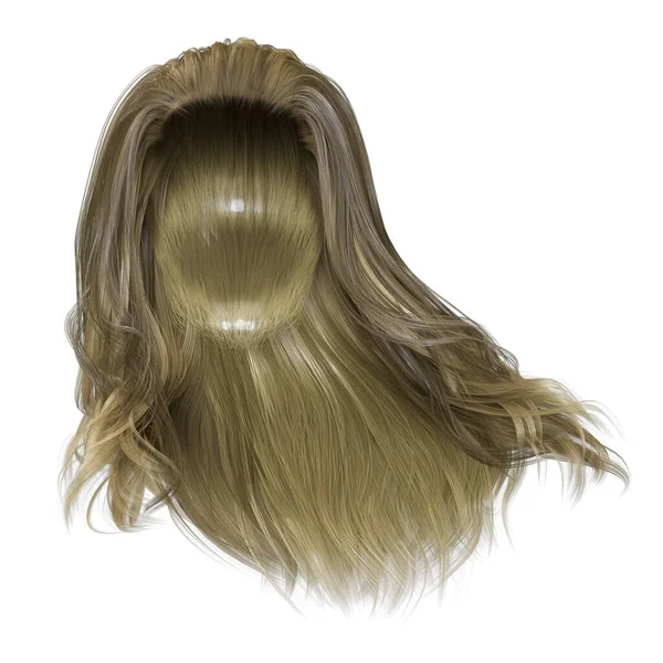 Render Ilustração Fantasia Cabelo Longo Fundo Branco Isolado — Fotografia de Stock