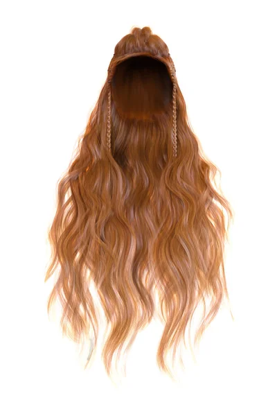 Render Illustration Fantasie Lange Wellige Haare Auf Isoliertem Weißem Hintergrund — Stockfoto