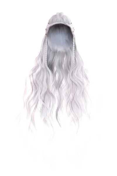 Render Illustrazione Fantasia Capelli Lunghi Ondulati Sfondo Bianco Isolato — Foto Stock