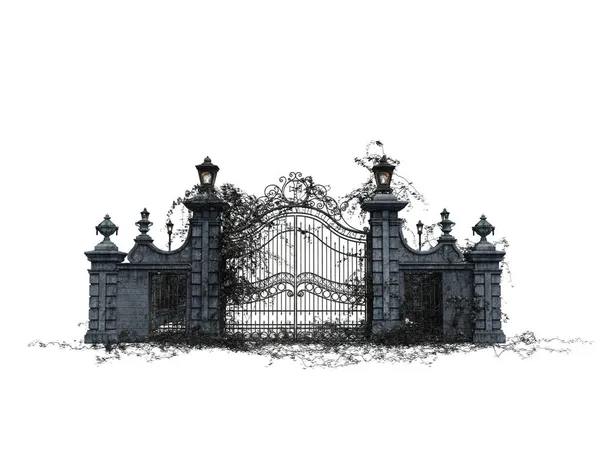 Fantasy Academy Wrought Iron Gate Ilustracja Rendering — Zdjęcie stockowe