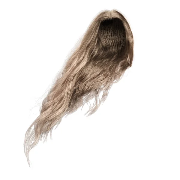 3Dレンダリング 3Dイラスト 孤立した白い背景にファンタジー長い波状の髪 — ストック写真