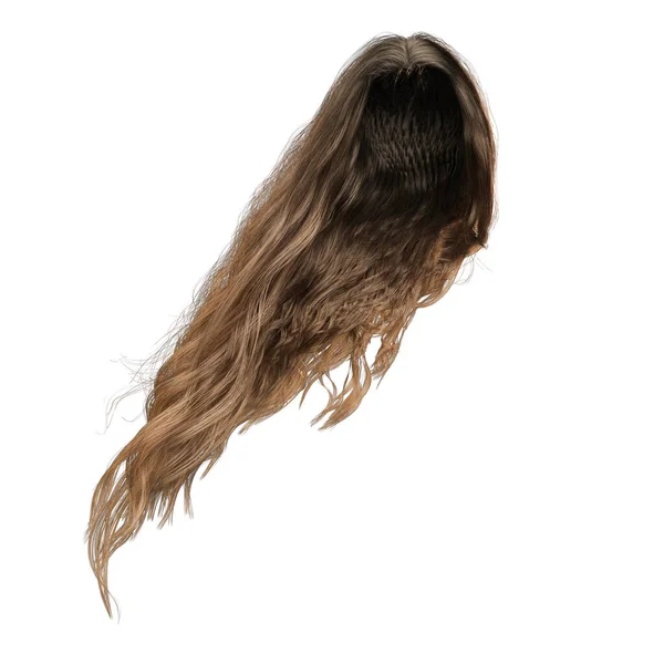 Renderização Ilustração Fantasia Cabelo Ondulado Longo Fundo Branco Isolado — Fotografia de Stock