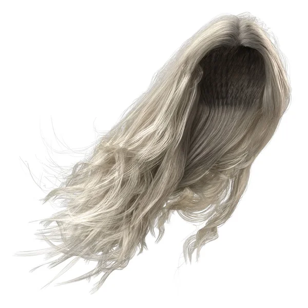 Renderização Ilustração Fantasia Cabelo Ondulado Longo Fundo Branco Isolado — Fotografia de Stock