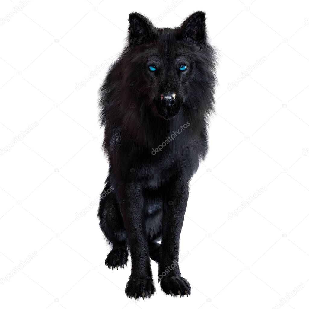 Dire wolf on isolated background, 3D illustration, 3D rendering