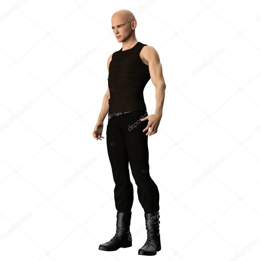 Teen Fae Male Caucasian on Isolated White Background, 3D Rendering 3D illustration