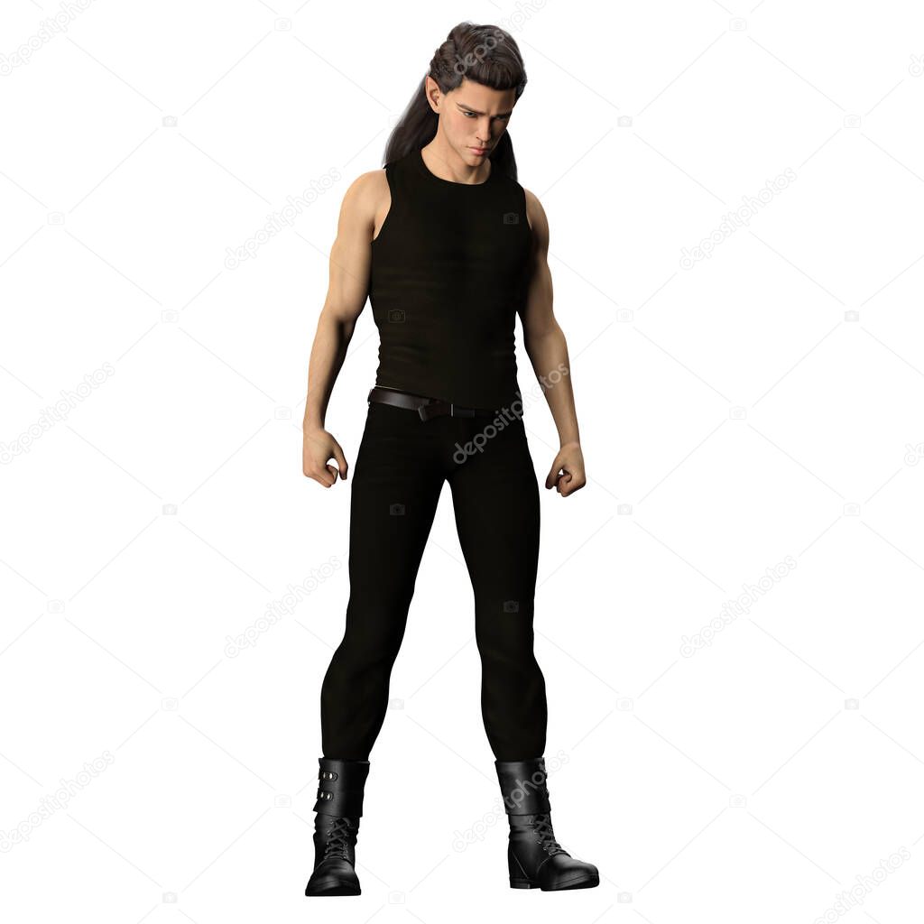 Teen Fae Male Caucasian on Isolated White Background, 3D Rendering 3D illustration