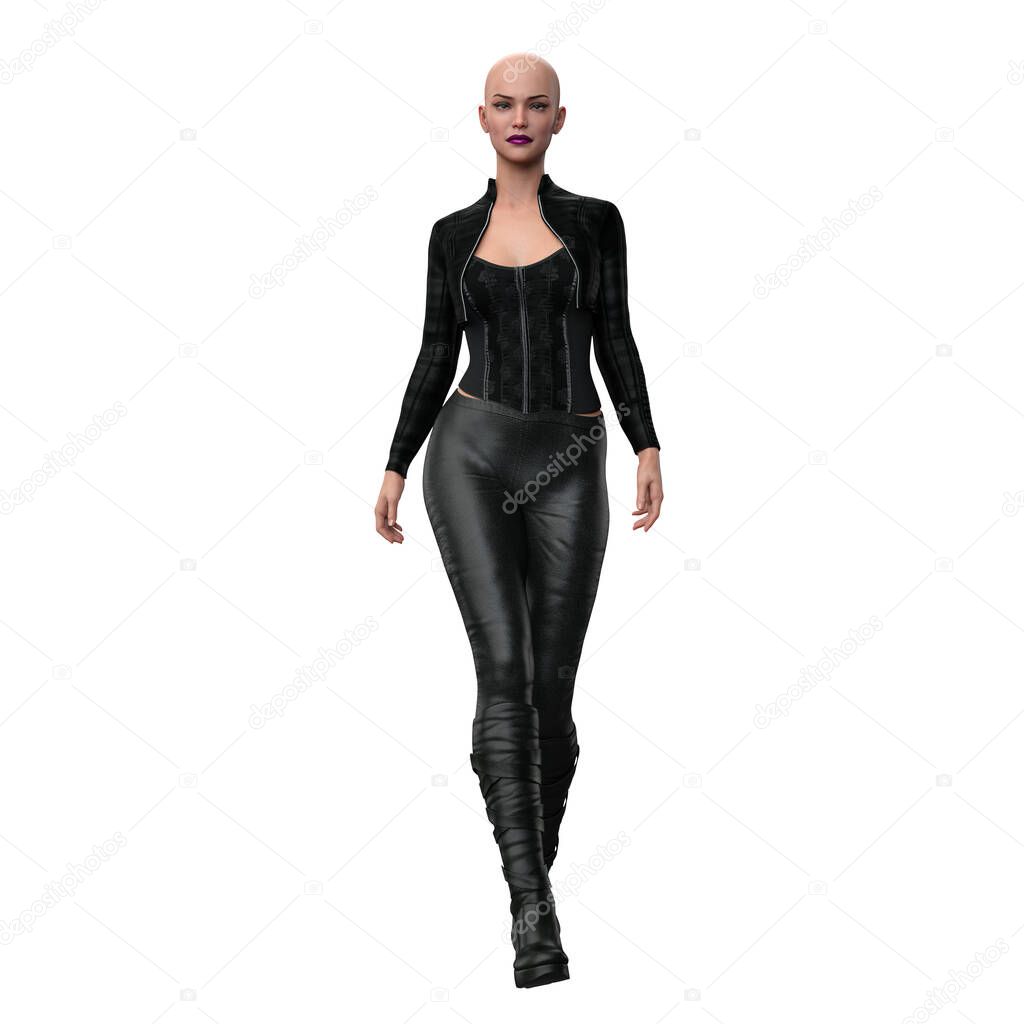 Urban Fantasy Caucasian Woman, 3D Rendering, 3D Illustration