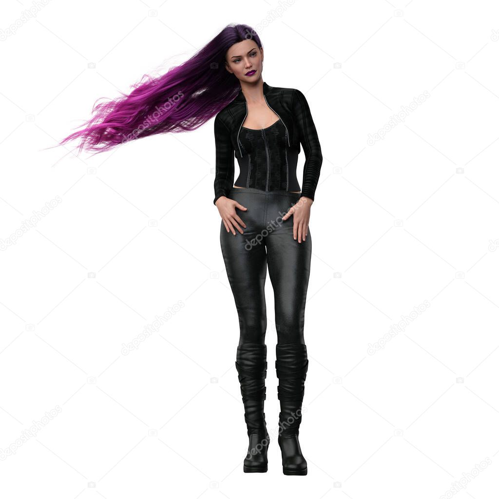 Urban Fantasy Caucasian Woman, 3D Rendering, 3D Illustration