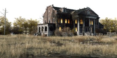 Southern Mansion Fantezi Mimarisi, 3D illüstrasyon, 3D canlandırma