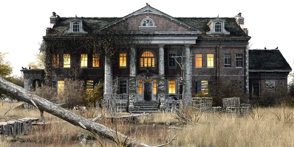 Southern Mansion Fantezi Mimarisi, 3D illüstrasyon, 3D canlandırma