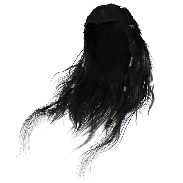Vykreslení Ilustrace Fantazie Dlouhé Vlasy Izolovaném Bílém Pozadí — Stock fotografie