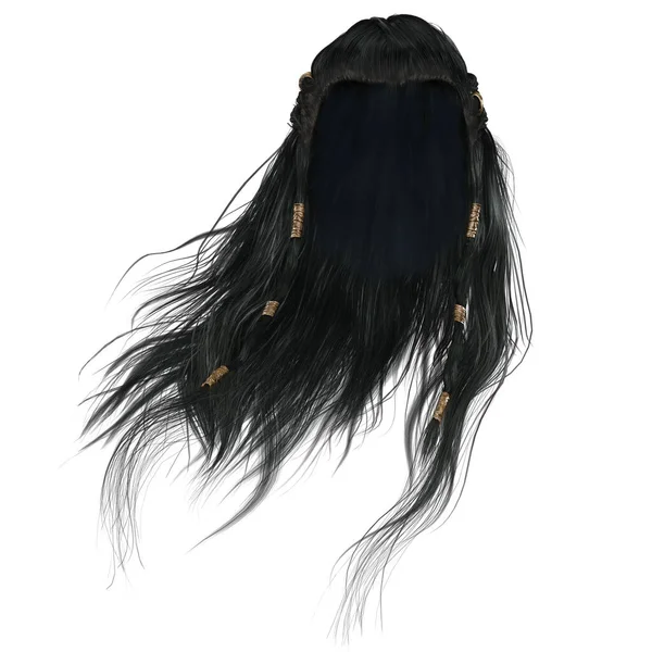 Візуалізація Ілюстрація Фантазія Довге Волосся Ізольованому Білому Тлі — стокове фото