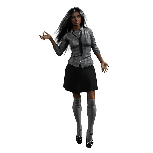 Urban Fantasy Academy African American Woman Rendering Illustration — Stock Photo, Image