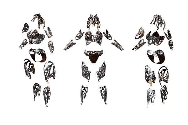 3Dレンダリング 3Dイラスト 孤立した白い背景に女性の装飾的なエルフの鎧 — ストック写真