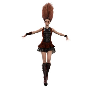 3 boyutlu çizim, 3 boyutlu tasvir, mühür, siyah göz ve uzun siyah tırnaklı genç cadı.