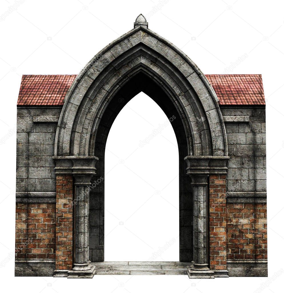 Fantasy Ancient Romanesque Architectures, 3D illustration, 3D rendering