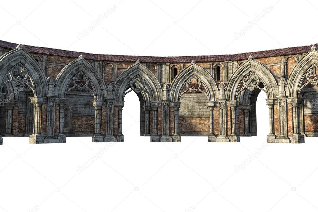 Fantasy Ancient Romanesque Architectures, 3D illustration, 3D rendering