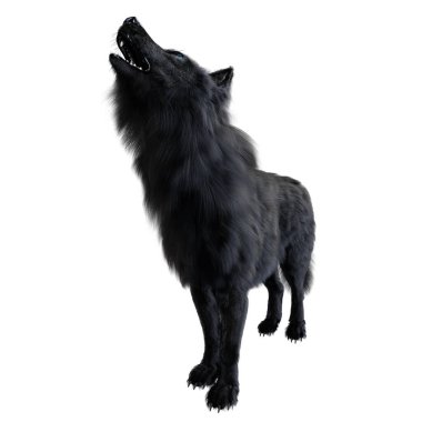 Dire wolf on isolated background, 3D illustration, 3D rendering clipart