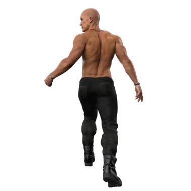 Çıplak Göğüslü Latin Adam İzole Beyaz Arkaplan, 3D Görüntü, 3D Görüntü