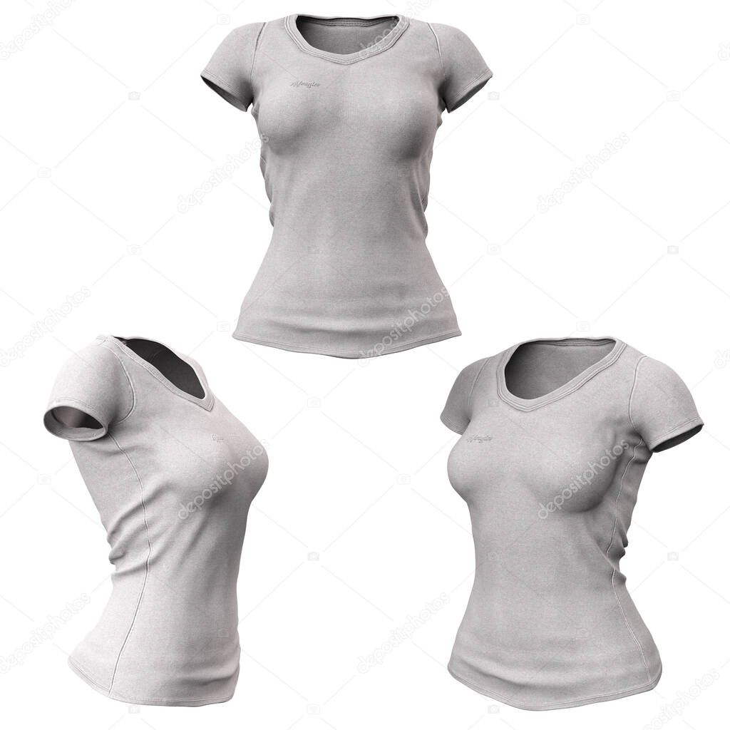 Female Isolated T-Shirt Casual Clothing, 3D Illustration, 3D Rendering