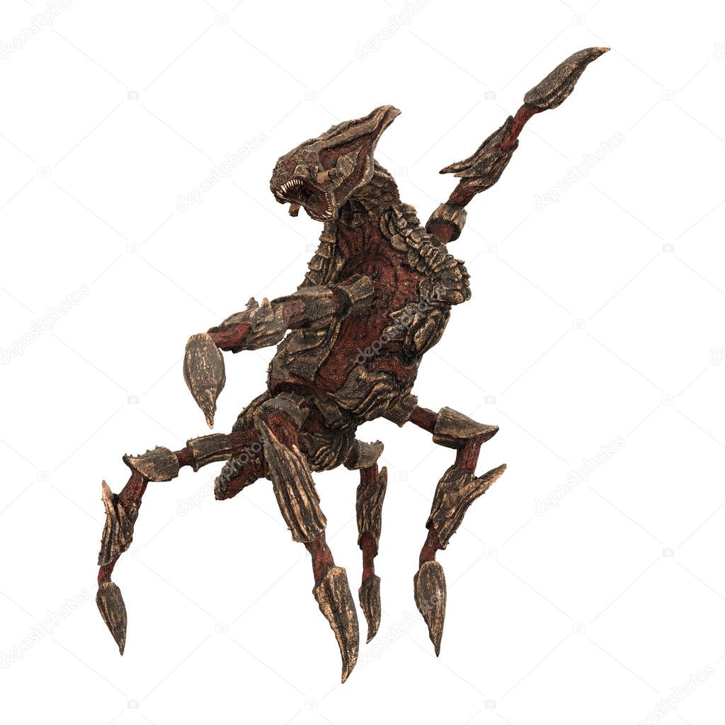 Alien Creature Isolated, 3D Illustration, 3D Rendering