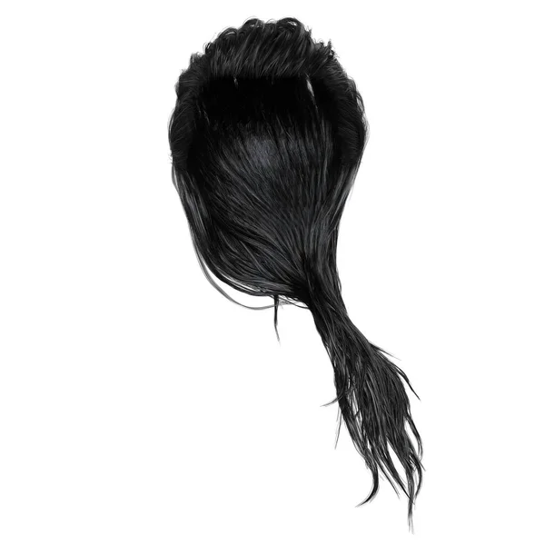 Černé Dlouhé Mokré Vlasy Izolovaném Bílém Pozadí Vykreslení Ilustrace — Stock fotografie