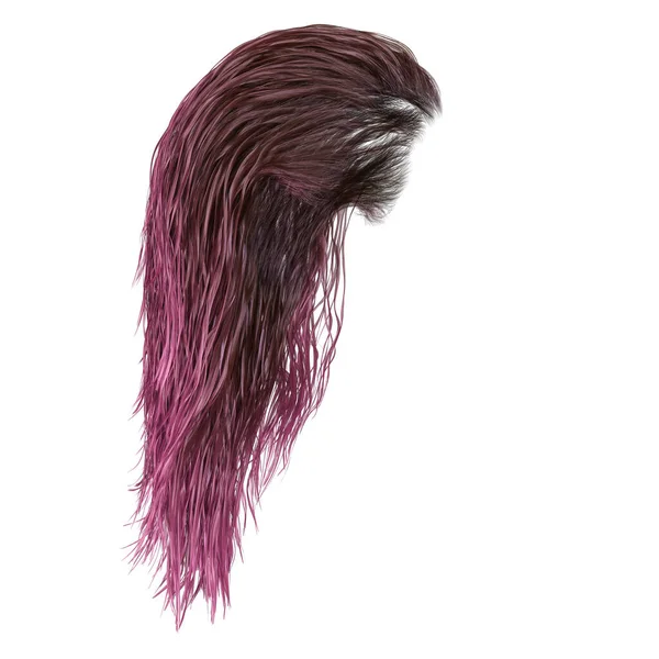 ピンクの長い濡れた髪隔離された白い背景 3Dレンダリング 3Dイラスト — ストック写真