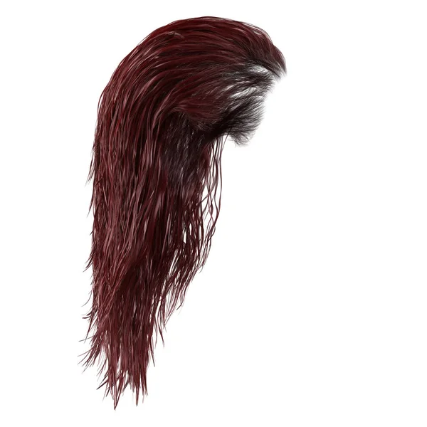 Cabelo Molhado Longo Vermelho Fundo Branco Isolado Renderização Ilustração — Fotografia de Stock