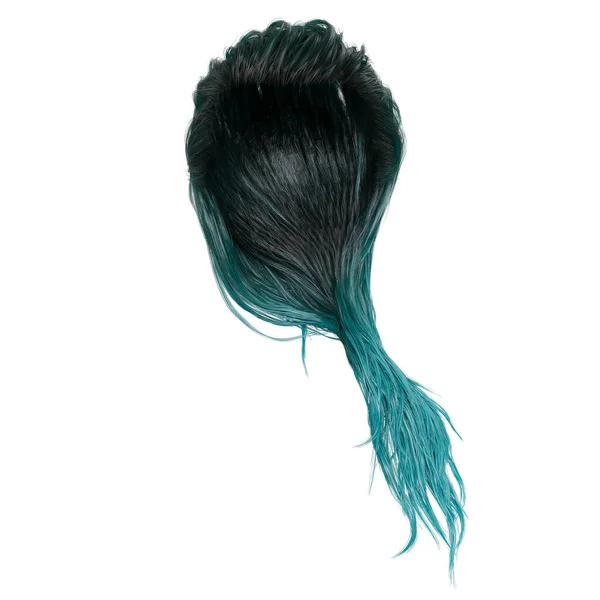 Turquoise Long Wet Hair Isolated White Background Render Illustration — Stock Photo, Image